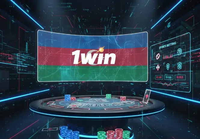 1win Azərbaycan rəsmi saytı: brendin tarixi (2016-cı ildən), Kürasao lisenziyası və təklif olunan müxtəlif mərc və kazino oyunları bölmələri.