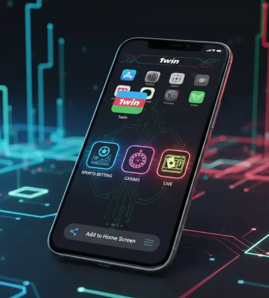 1win iOS quraşdırılma sxemi: Safari brauzeri vasitəsilə PWA formatında saytın ana ekrana əlavə edilməsi prosesi