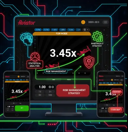 1win Aviator strategiyaları vizualı: müxtəlif əmsallar, risk idarəetmə qrafikləri və oyunun şans faktoru haqqında xəbərdarlıq